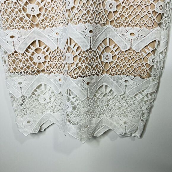 Lulu’s White Macrame Lace Overlay Nude Dress Bridal Rehearsal NWT! - Picture 5 of 11